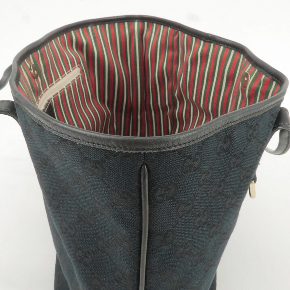 💎✨BEAUTIFUL✨💎 GUCCI Tote Bag Black GG Canvas Leather - Picture 15 of 16
